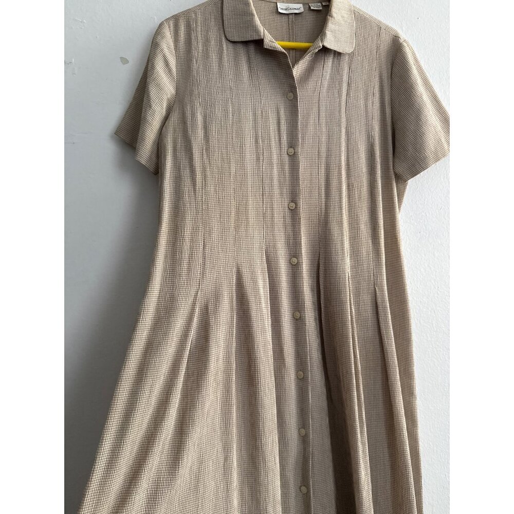 Vintage Sarah Chapman Maxi Gingham Modest Button Up Tie - Back Dress Size 12 - Picture 8 of 15